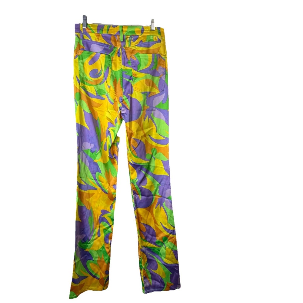DANIELLE BERNSTEIN Womens‎ Satin Pants Sz 27 NWT Retro Butterfly Mardi Gras - Picture 7 of 12